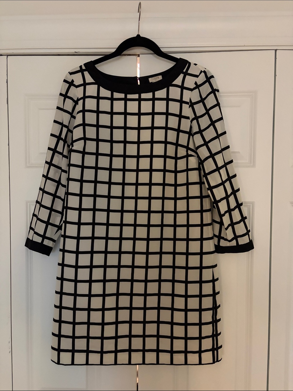 J. Crew Black and White Windowpane Shift Dress | size: 2